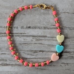 Pink and gold seed bead bracelet